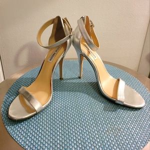 Steve Madden strapped ankle heels in silver